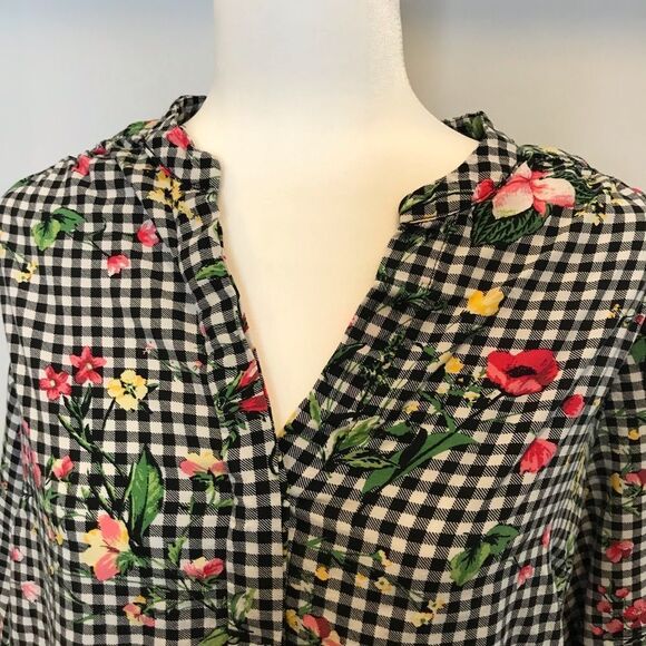 Mandee Floral Gingham Blouse sz 1X - Picture 8 of 8